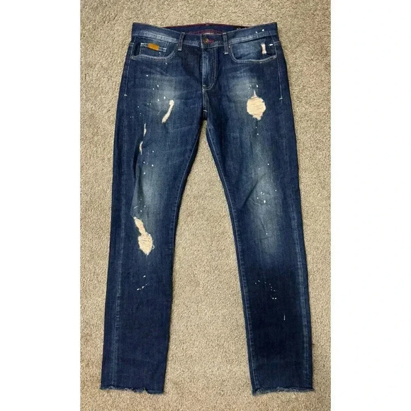 ARAMANI EXCHANGE Jeans Men’s 32x32 Straight Slim Leg Paint Splatter Distressed - Picture 1 of 11